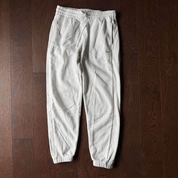 Aritzia TNA Sweatfleece boyfriend fit White sweat pants size S - Picture 2 of 6